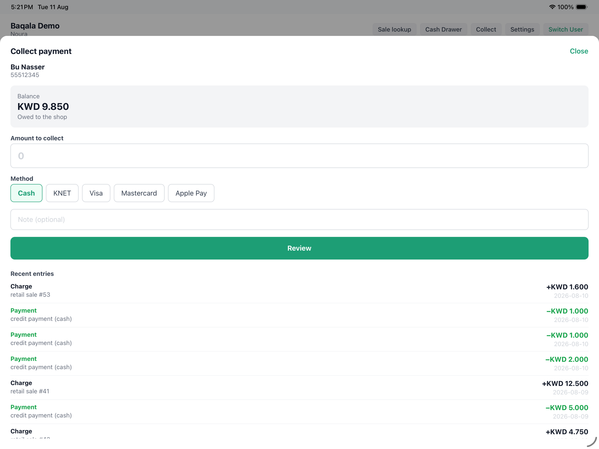 Collecting against a credit account